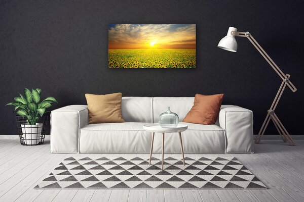 Tablou pe panza canvas Soare Meadow Floarea soarelui Natura Galben Maro Verde