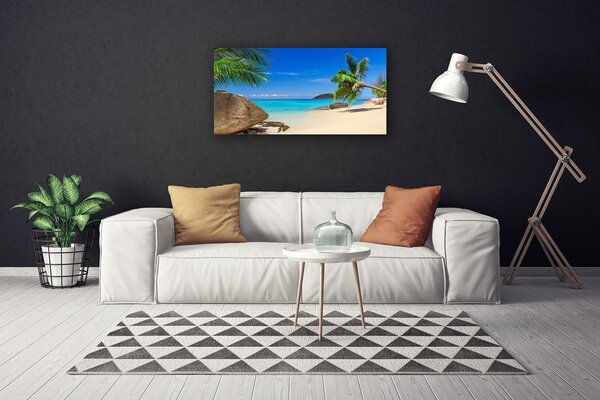 Tablou pe panza canvas Plaja Sea Stones Peisaj Maro Gri Albastru