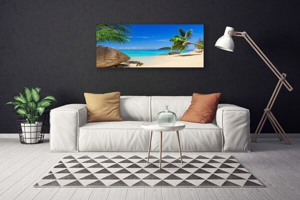 Tablou pe panza canvas Plaja Sea Stones Peisaj Maro Gri Albastru