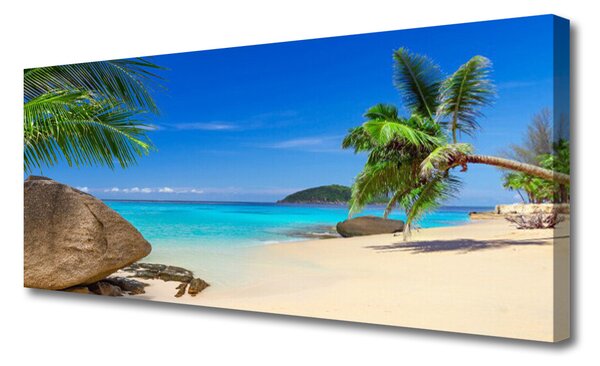 Tablou pe panza canvas Plaja Sea Stones Peisaj Maro Gri Albastru