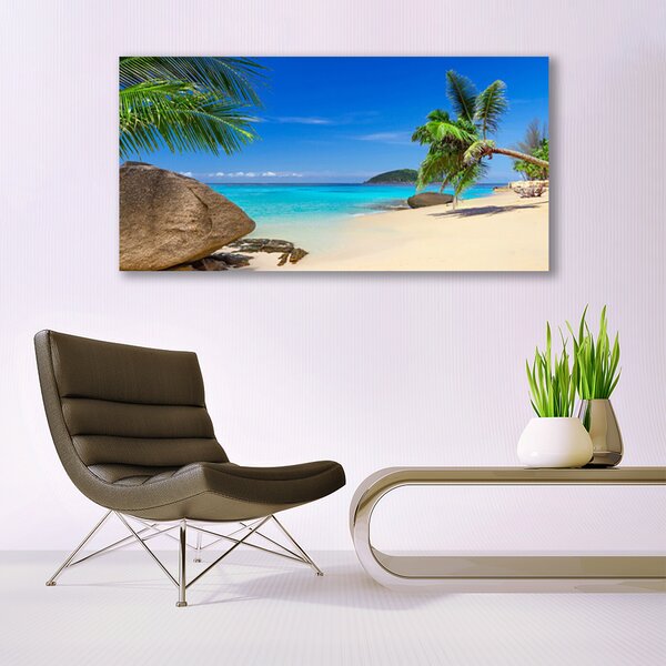 Tablou pe panza canvas Plaja Sea Stones Peisaj Maro Gri Albastru
