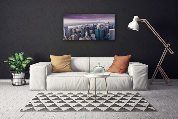 Tablou pe panza canvas Oraș Case Gri Roz