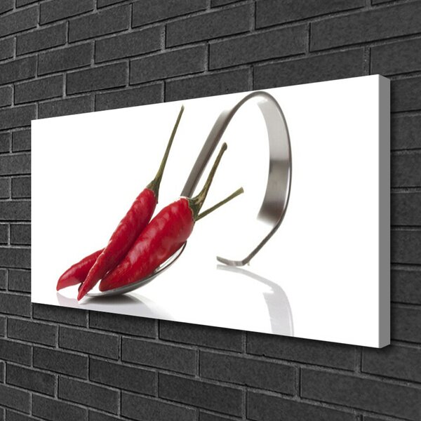 Tablou pe panza canvas Chili lingură Bucătărie Roșu Argint