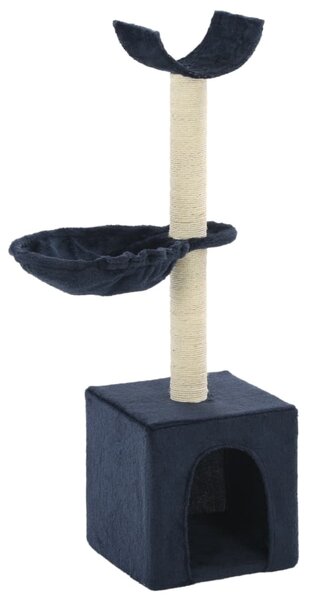 Ansamblu pisici, stâlpi cu funie de sisal, 105 cm, albastru