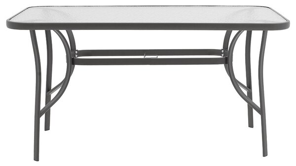Masa de gradina, Model Ensure, culoare antracit, metal si sticla, 120x80x70 cm