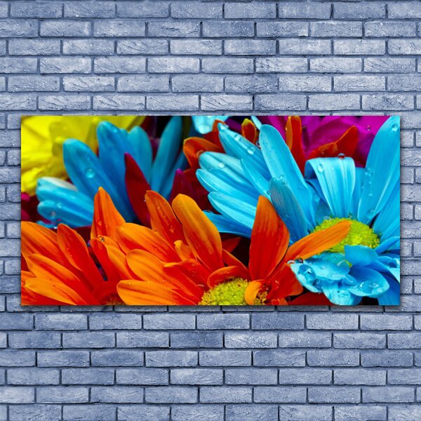 Tablou pe panza canvas Flori Floral Roșu Albastru Portocaliu