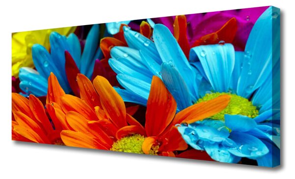 Tablou pe panza canvas Flori Floral Roșu Albastru Portocaliu
