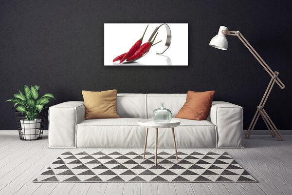 Tablou pe panza canvas Chili lingură Bucătărie Roșu Argint