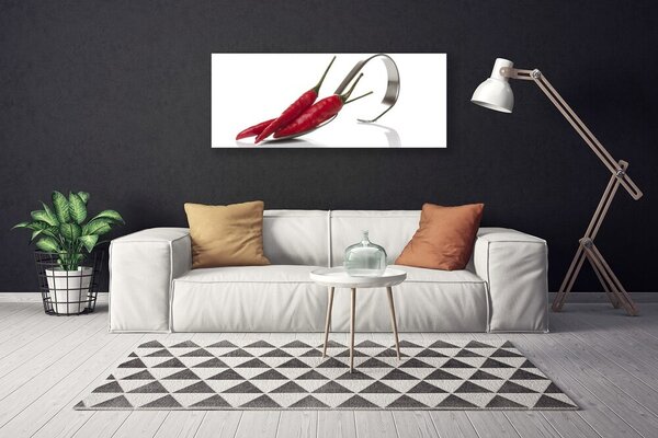 Tablou pe panza canvas Chili lingură Bucătărie Roșu Argint