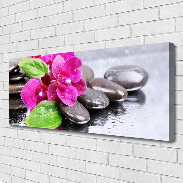 Tablou pe panza canvas Pietrele florale flori Roșu Negru