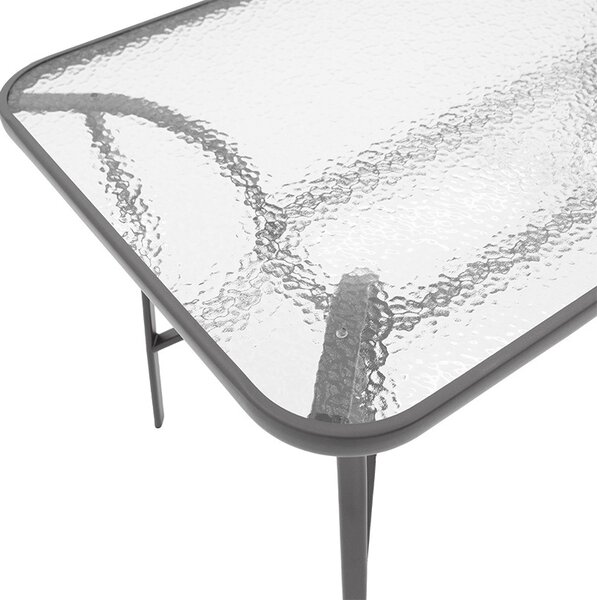 Masa de gradina, Model Ensure, culoare antracit, metal si sticla, 120x80x70 cm
