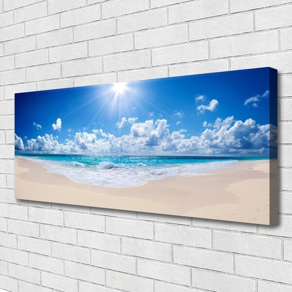 Tablou pe panza canvas Plaja Sea Sun Peisaj Alb Albastru