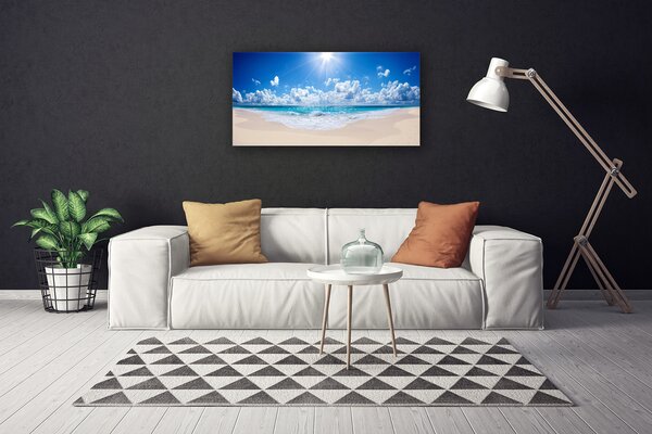 Tablou pe panza canvas Plaja Sea Sun Peisaj Alb Albastru