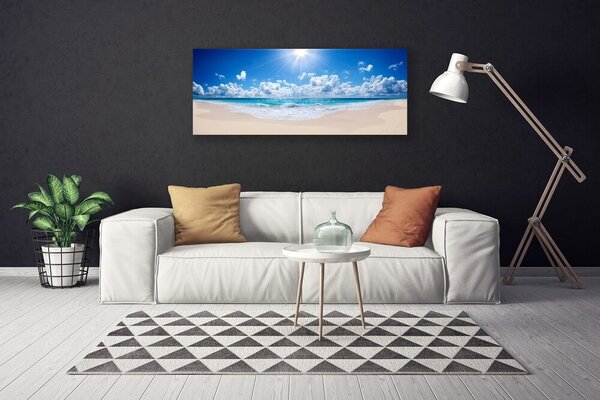 Tablou pe panza canvas Plaja Sea Sun Peisaj Alb Albastru