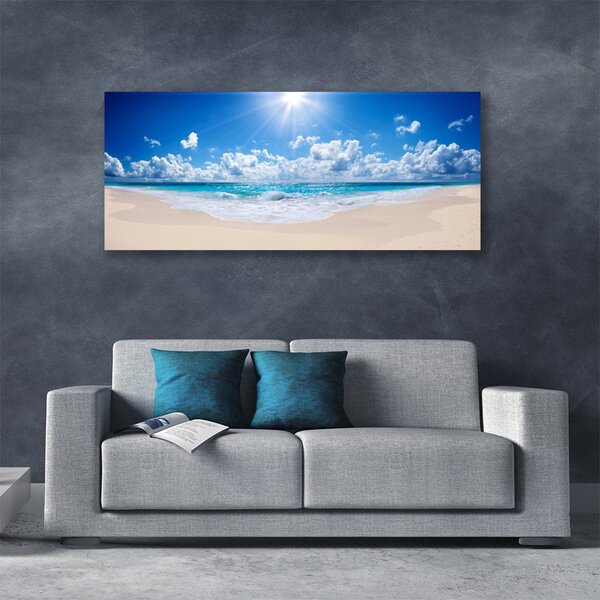 Tablou pe panza canvas Plaja Sea Sun Peisaj Alb Albastru