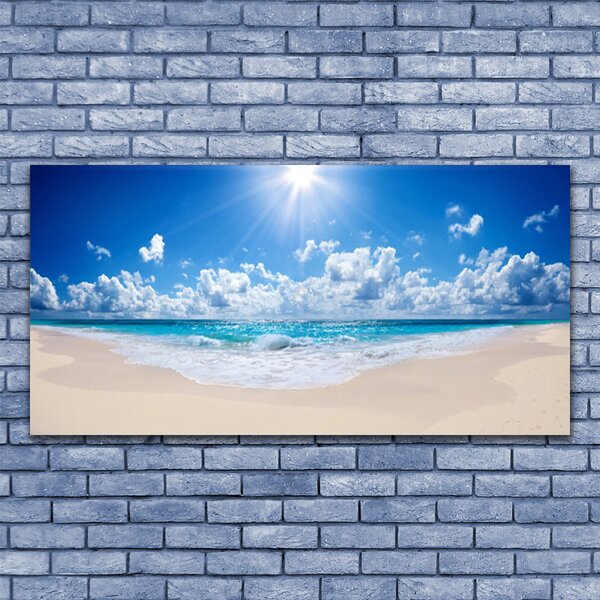 Tablou pe panza canvas Plaja Sea Sun Peisaj Alb Albastru