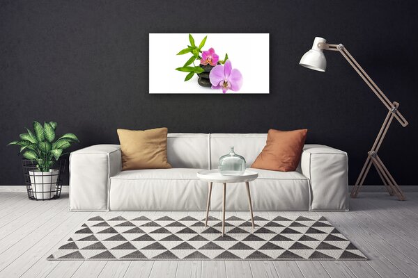 Tablou pe panza canvas Pietrele florale flori roz negru