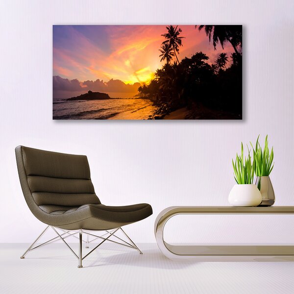Tablou pe panza canvas Sea Sun Peisaj Galben Negru