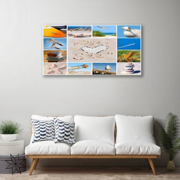Tablou pe panza canvas Ocean Beach Peisaj Brun Galben Albastru Verde