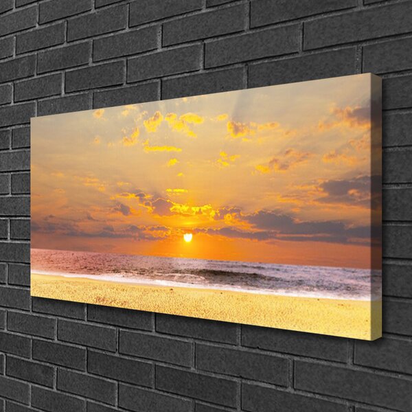 Tablou pe panza canvas Sea Sun Beach Peisaj Albastru Galben Maro