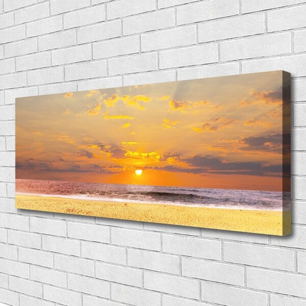 Tablou pe panza canvas Sea Sun Beach Peisaj Albastru Galben Maro
