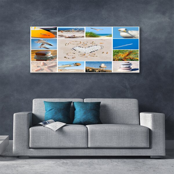 Tablou pe panza canvas Ocean Beach Peisaj Brun Galben Albastru Verde