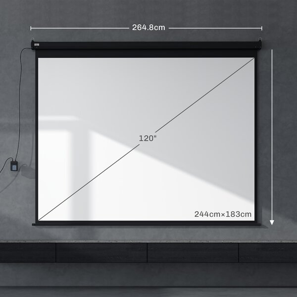 HOMCOM Ecran de Proiecție 120 Inch Format 4:3 Reglabil cu Telecomandă, Ecran de Proiecție Compact, 244x183 cm, Negru | Aosom Romania