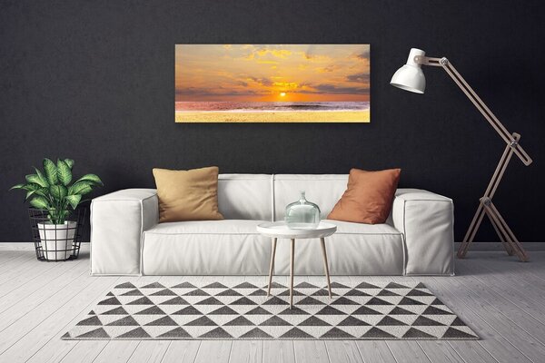 Tablou pe panza canvas Sea Sun Beach Peisaj Albastru Galben Maro