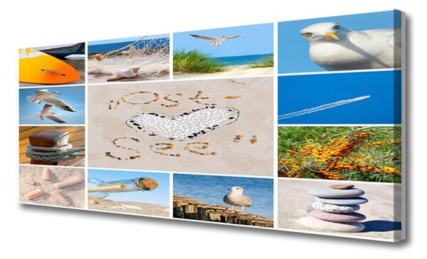 Tablou pe panza canvas Ocean Beach Peisaj Brun Galben Albastru Verde