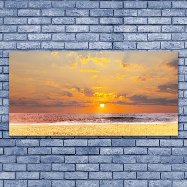 Tablou pe panza canvas Sea Sun Beach Peisaj Albastru Galben Maro