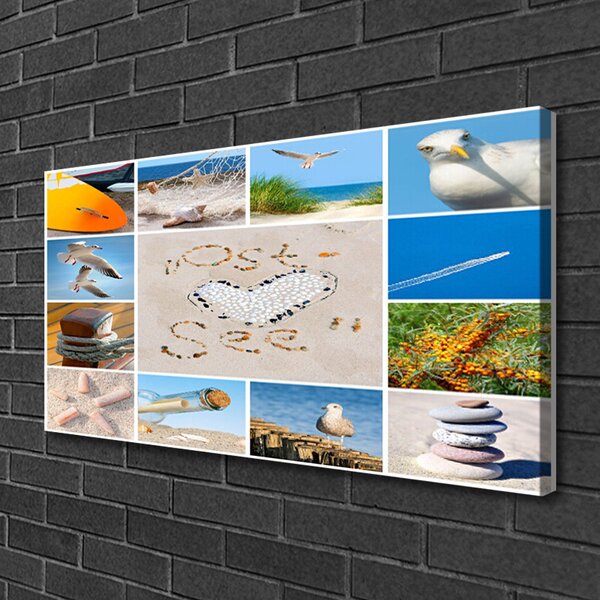 Tablou pe panza canvas Ocean Beach Peisaj Brun Galben Albastru Verde