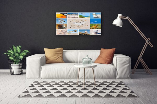 Tablou pe panza canvas Ocean Beach Peisaj Brun Galben Albastru Verde