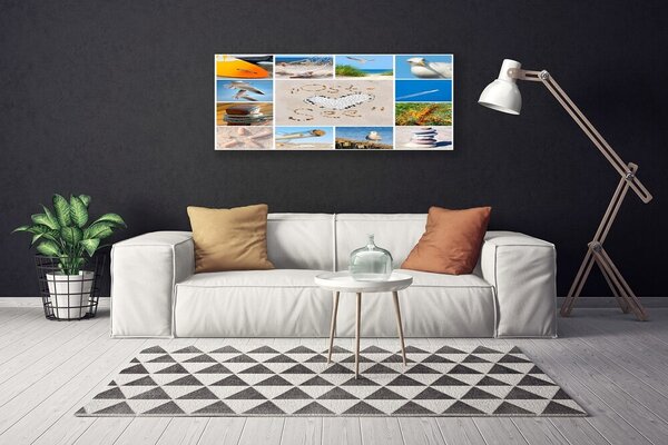 Tablou pe panza canvas Ocean Beach Peisaj Brun Galben Albastru Verde