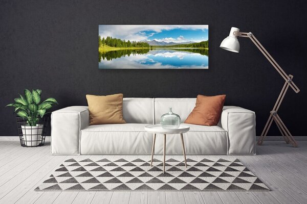 Tablou pe panza canvas Forest Lake Peisaj Verde Albastru