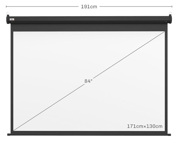 HOMCOM Ecran pentru Proiector de 84 inch, Reglabil cu Telecomandă, Ecran de Proiecție Compact, 171x130 cm, Negru | Aosom Romania