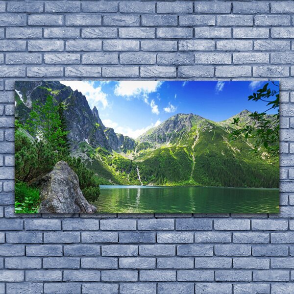 Tablou pe panza canvas Mountain Lake Natura Gri Verde