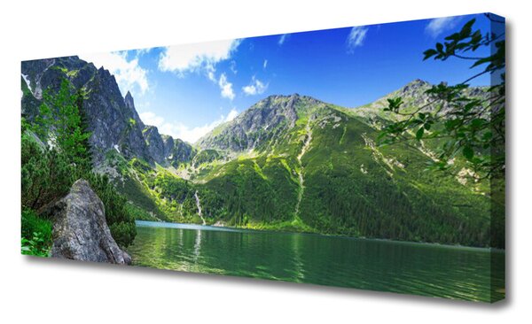 Tablou pe panza canvas Mountain Lake Natura Gri Verde