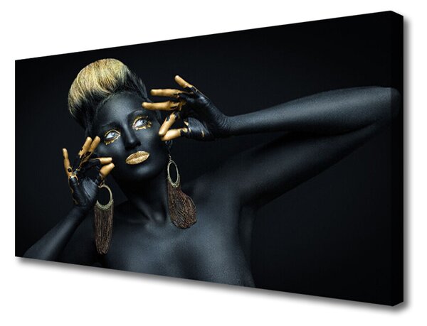 Tablou pe panza canvas Femeile Oameni negru de aur