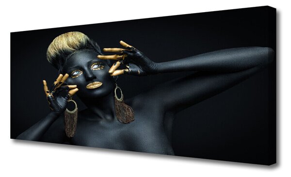 Tablou pe panza canvas Femeile Oameni negru de aur