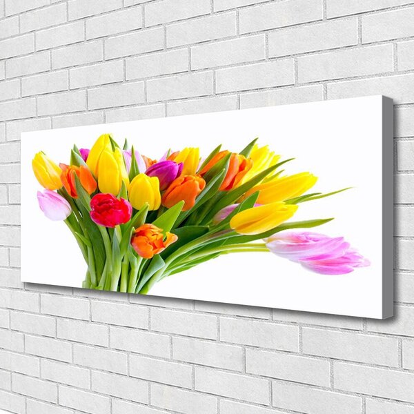 Tablou pe panza canvas Lalele Floral Galben Roșu Roz Portocaliu