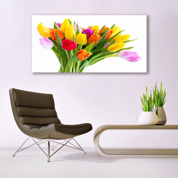 Tablou pe panza canvas Lalele Floral Galben Roșu Roz Portocaliu