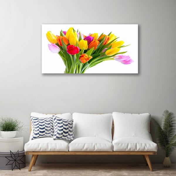 Tablou pe panza canvas Lalele Floral Galben Roșu Roz Portocaliu