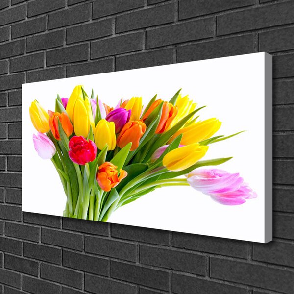 Tablou pe panza canvas Lalele Floral Galben Roșu Roz Portocaliu