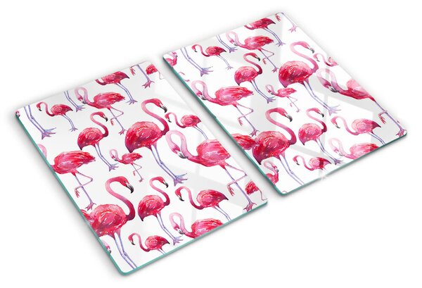 Tocător sticlă Flamingo pe fundal alb