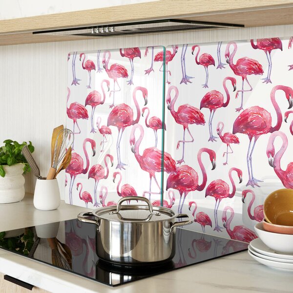 Tocător sticlă Flamingo pe fundal alb