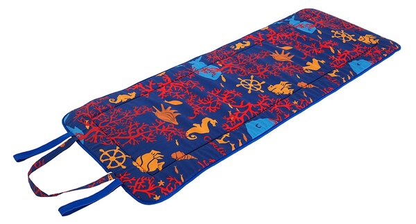 Sezlong de plaja in rulou CALUT DE MARE CU CORALI 148x52 cm, albastru