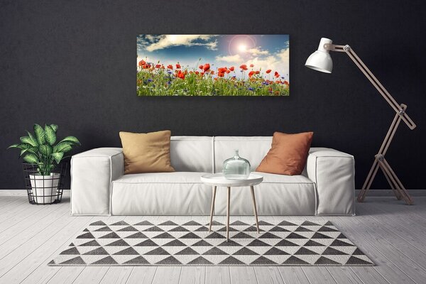 Tablou pe panza canvas Flori Meadow Natura Verde Roșu Violet Alb