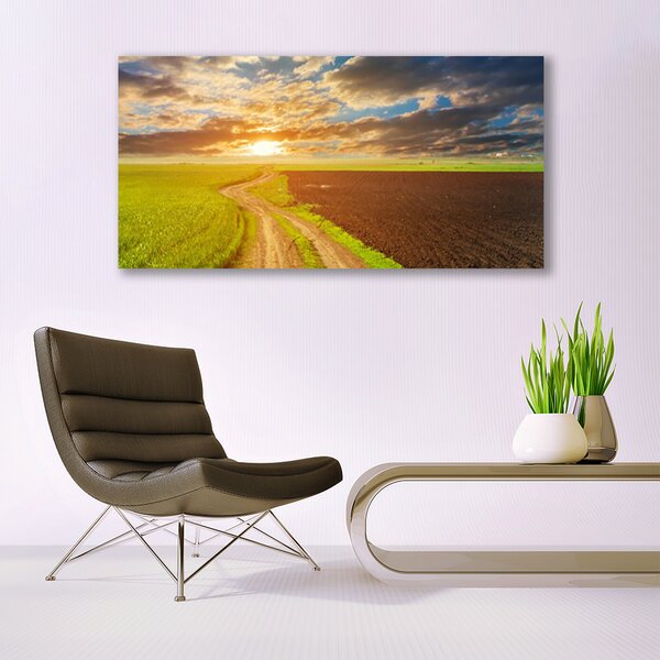Tablou pe panza canvas Acker Potecă Peisaj Verde Maro