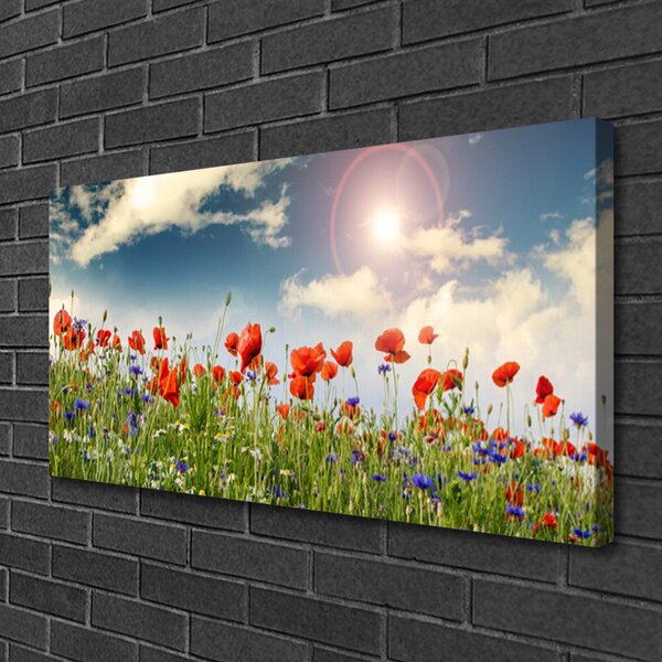 Tablou pe panza canvas Flori Meadow Natura Verde Roșu Violet Alb