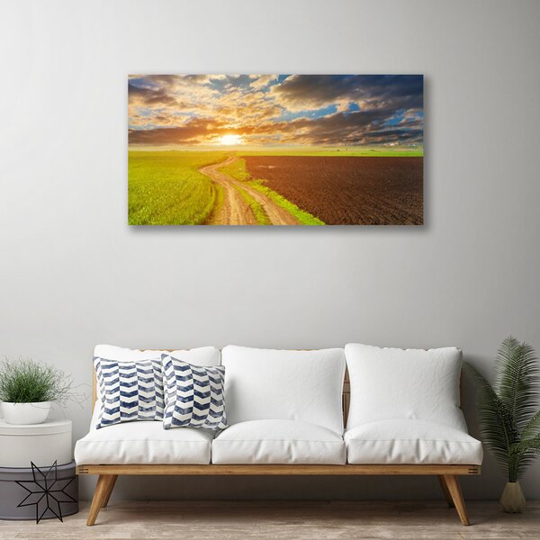Tablou pe panza canvas Acker Potecă Peisaj Verde Maro
